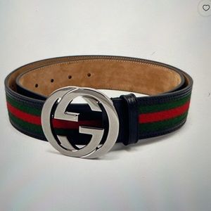 GG Silver Buckle Gucci Black Belt